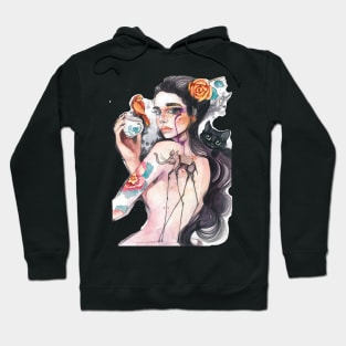 Dali girl dali Elephant and black cat Hoodie